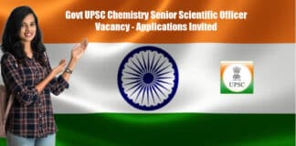 Govt UPSC Chemistry Senior Scientific Officer Vacancy - Applications Invited