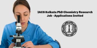 IACS Kolkata PhD Chemistry Research Job - Applications Invited