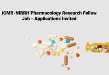 ICMR-NIRRH Pharmacology Research Fellow Job - Applications Invited