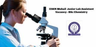 IISER Mohali Junior Lab Assistant Vacancy - BSc Chemistry