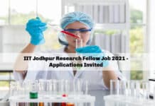 IIT Jodhpur Research Fellow Job 2021 - Applications Invited