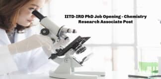 IITD-IRD PhD Job Opening - Chemistry Research Associate Post