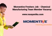 Momentive Freshers Job - Chemical Manufacturing Team Member Vacancy