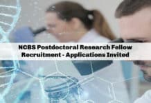 NCBS Postdoctoral Research Fellow Recruitment - Applications Invited