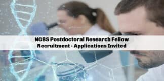 NCBS Postdoctoral Research Fellow Recruitment - Applications Invited