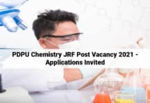 PDPU Chemistry JRF Post Vacancy 2021 - Applications Invited