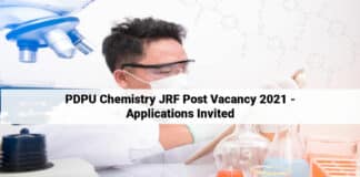 PDPU Chemistry JRF Post Vacancy 2021 - Applications Invited