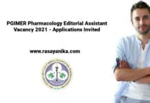 PGIMER Pharmacology Editorial Assistant Vacancy 2021 - Applications Invited