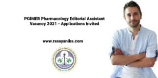 PGIMER Pharmacology Editorial Assistant Vacancy 2021 - Applications Invited