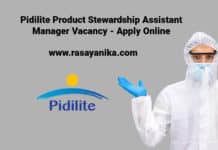 Pidilite Product Stewardship Assistant Manager Vacancy - Apply Online