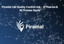 Piramal Ltd Quality Control Job - B Pharma & M Pharma Apply