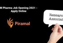 Piramal Ltd Research Associate Vacancy 2021 - Apply Online