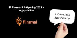 Piramal Ltd Research Associate Vacancy 2021 - Apply Online