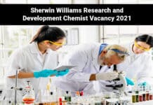 Sherwin Williams Research and Development Chemist Vacancy 2021