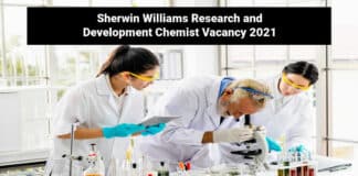 Sherwin Williams Research and Development Chemist Vacancy 2021