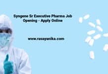 Syngene Sr Executive Pharma Job Opening - Apply Online