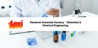 TERI Research Associate Vacancy - Chemistry & Chemical Engineering