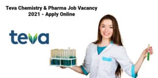 Teva Chemistry & Pharma Job Vacancy 2021 - Apply Online