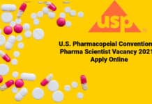 U.S. Pharmacopeial Convention M Pharma Scientist Vacancy 2021 - Apply Online