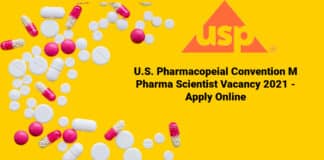 U.S. Pharmacopeial Convention M Pharma Scientist Vacancy 2021 - Apply Online