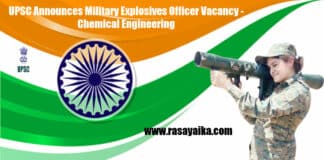 UPSC Announces Military Explosives Officer Vacancy - Chemical Engineering