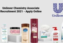 Unilever Chemistry Associate Recruitment 2021 - Apply Online