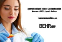 Behr Chemistry Junior Lab Technician Vacancy 2021 - Apply Online