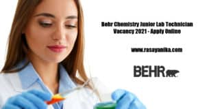 Behr Chemistry Junior Lab Technician Vacancy 2021 - Apply Online