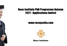 Bose Institute PhD Programme Autumn 2021 - Applications Invited