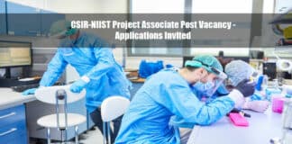 CSIR-NIIST Project Associate Post Vacancy - Applications Invited