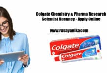 Colgate Chemistry & Pharma Research Scientist Vacancy - Apply Online