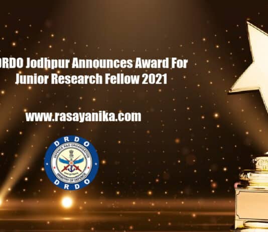 DRDO Jodhpur Announces Award For Junior Research Fellow 2021