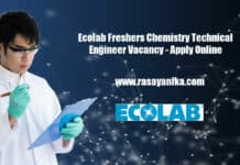 Ecolab Freshers Chemistry Technical Engineer Vacancy - Apply Online