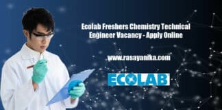 Ecolab Freshers Chemistry Technical Engineer Vacancy - Apply Online