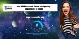 Govt NARL Research Fellow Job Opening - Department of Space