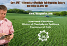 Govt IPFT - Chemistry Multiple Job Opening Salary up to Rs 50,000 pm