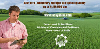 Govt IPFT - Chemistry Multiple Job Opening Salary up to Rs 50,000 pm