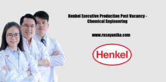 Henkel Executive Production Post Vacancy - Chemical Engineering