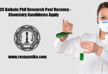 IACS Kolkata PhD Research Post Vacancy - Chemistry Candidates Apply