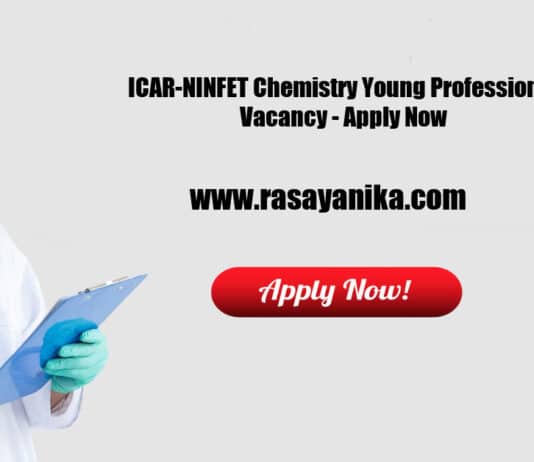 ICAR-NINFET Chemistry Young Professional Vacancy - Apply Now