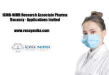 ICMR-NIMR Research Associate Pharma Vacancy - Applications Invited