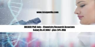 JNCASR PhD Jobs - Chemistry Research Associate Salary Rs.47,000/- plus 24% HRA