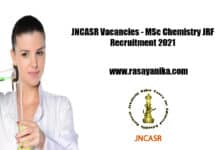 JNCASR Vacancies - MSc Chemistry JRF Recruitment 2021