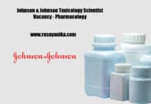 Johnson & Johnson Toxicology Scientist Vacancy - Pharmacology