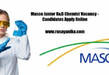 Masco Junior R&D Chemist Vacancy - Candidates Apply Online