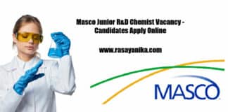 Masco Junior R&D Chemist Vacancy - Candidates Apply Online