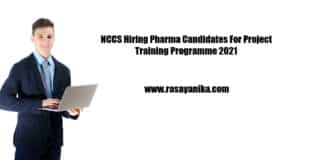 NCCS Pharma Candidates For Project Training Programme 2021