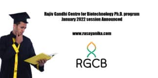 Rajiv Gandhi Centre for Biotechnology Ph.D. program January 2022 session Announced