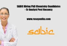 SABIC Hiring PhD Chemistry Candidates - Sr Analyst Post Vacancy