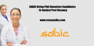 SABIC Hiring PhD Chemistry Candidates - Sr Analyst Post Vacancy